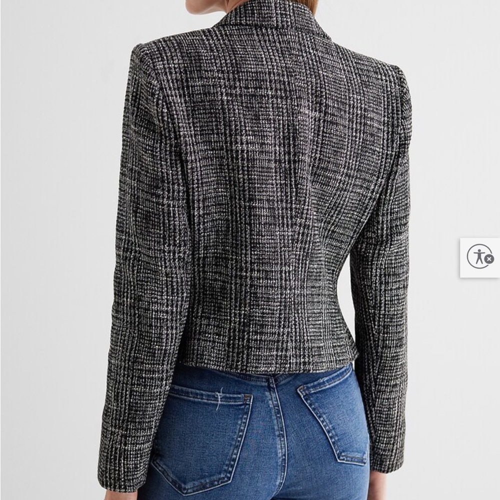 Express Black and White Textured Blazer - Picture 2 of 6